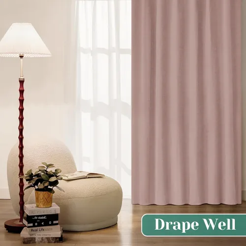 Vista 8 de HOMEIDEAS Cortinas Opacas 100% de Chenilla para Dormitorio, Cortinas Rosa Rubor de 63 Pulgadas de Largo, 2 Paneles para Sala de Estar/Guardería