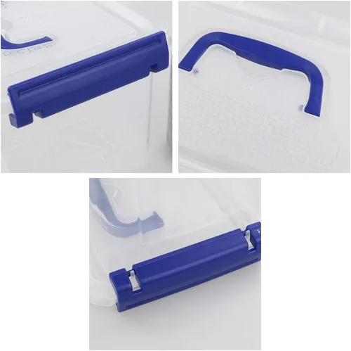 Vista 5 de Pekky Caja de almacenamiento de plástico con asa pequeña, contenedores de plástico transparente de 3.5 cuartos de galón, 6 paquetes (azul)