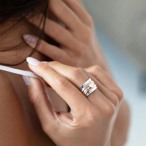 Vista 6 de Pelodun Anillos giratorios con diseño de corazón 2023, anillos de corazón de moda creativos, anillo de amor, regalos de cumpleaños y Pascua