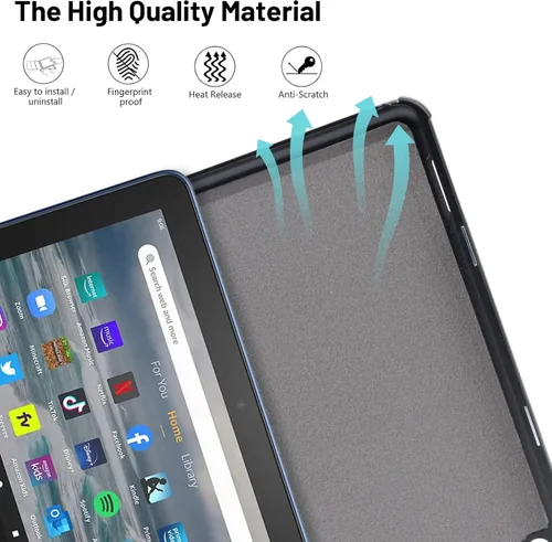 Vista 5 de Dteck Funda delgada para tablet Fire 7 de 12ª generación 2022, ligera, inteligente, con soporte triple y función de encendido y apagado automático