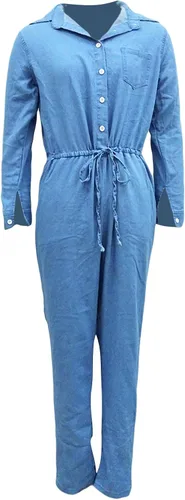 Vista 5 de Women's Skinny One-Piece Jeans Jumpsuits High Waist Stretch Jean Trousers Denim Slim Set of Clothes Long Sleeves Pants