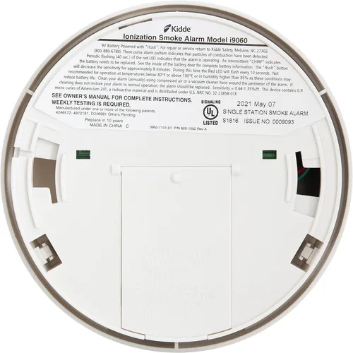 Vista 5 de Kidde Detector de humo premium, alarma de humo con batería con función de silencio, batería de 9 V incluida