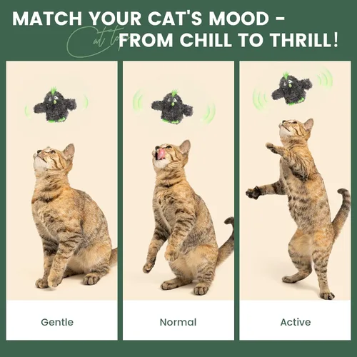 Vista 2 de Gardner Pet Juguetes para gatos que aletean sin volar), activado al tacto con alas aleteadoras realistas y pájaro que canta, juguete interactivo