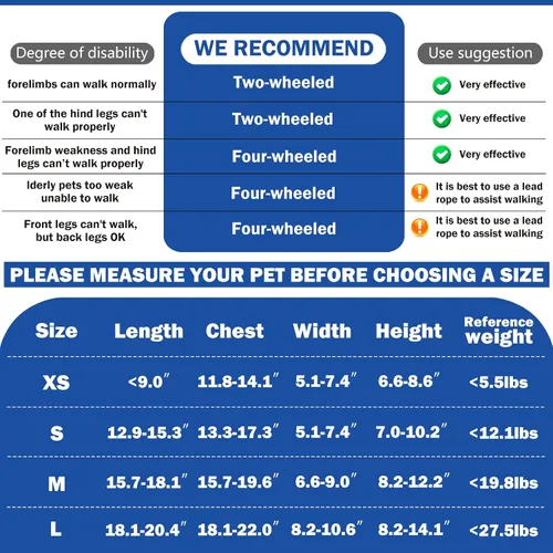 Vista 3 de Silla de ruedas para perros para patas traseras (M), nueva silla de ruedas ajustable para perro, ayuda a mascotas pequeñas con extremidades traseras