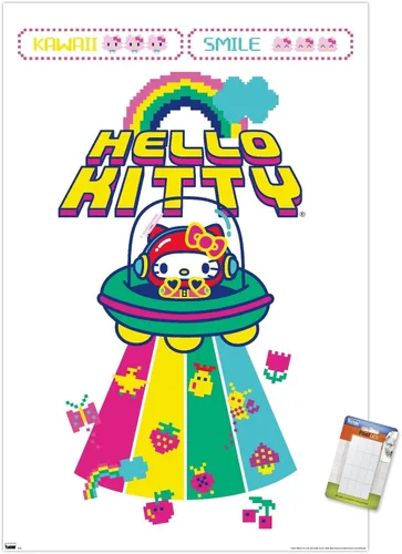 Vista 12 de Trends International Hello Kitty: 22 Kawaii Arcade - Póster de pared de alienígena, 22.4 pulgadas de largo x 14.7 W, versión enmarcada de madera