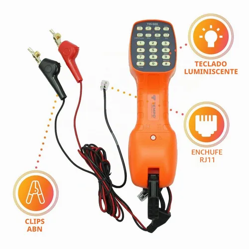 Vista 6 de TEMPO Communications TM-500 - Juego de prueba telefónica compatible con DSL, juego de prueba de Lineman con auriculares, marcación de tono y pulso