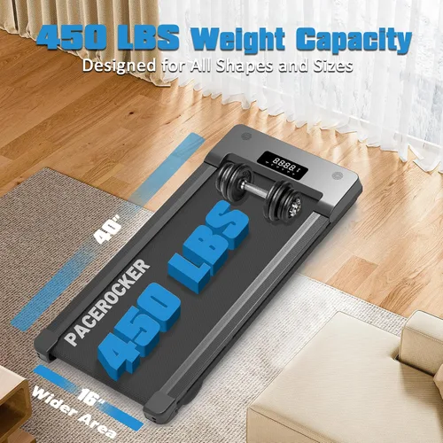 Vista 4 de PACEROCKER Walking Pad Treadmill with 12% 9-Level Auto Incline, 450 lbs Capacity Bluetooth Speaker Under Desk Treadmills for Home Hiking