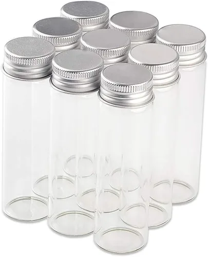 Vista 9 de Frascos de sello vacío de 1.7 fl oz Botella de vidrio con tapa de rosca de color plateado de aluminio Sellado Contenedor de regalo de alimentos