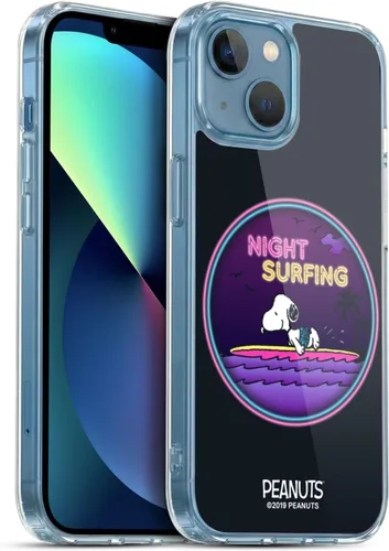 Vista 169 de Head Case Designs Funda de gel suave con licencia oficial de Peanuts Tropical Surf Snoopy Aloha Disco compatible con Apple iPhone 13 Mini Surf