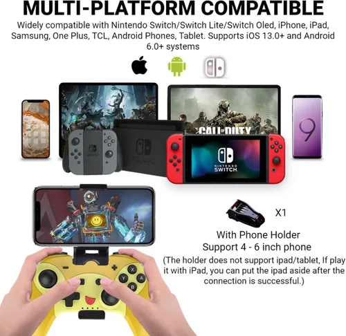 Vista 2 de arVin Control de juego para SwitchiPhoneiPadiOSAndroidTablet Controller Gamepad para Call of Duty Mobile, Apex Legends, Genshin Impact, Joystick