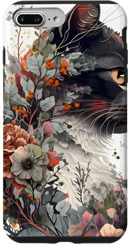 Vista 9 de Funda para iPhone 15 con diseño de gato con diseño de acuarela para jardín botánico