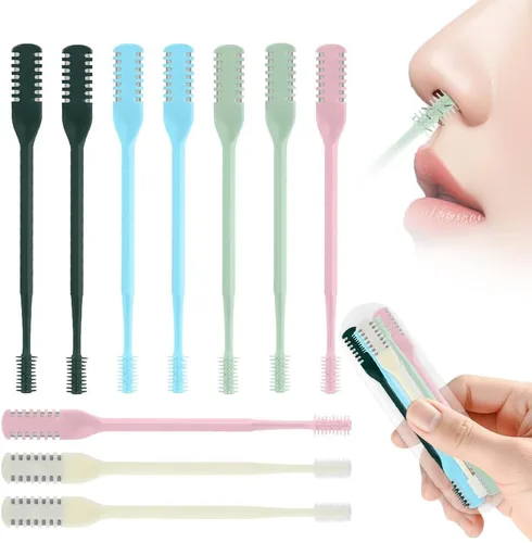 Vista 13 de Cortador de pelo nasal 2 en 1, recortador manual de doble cara con cepillo, cuchillo de nariz giratorio de 360° para hombres y mujeres, herramienta