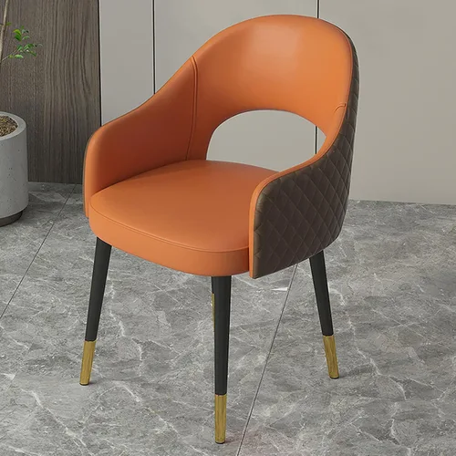 Vista 3 de Modern Dining Chairs with Curved Openwork Backrest, Upholstered PU Leather Accent Chairs Leisure Armchair for Living Room Bedroom Vanity, Sturdy