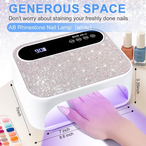 Vista 2 de Lámpara LED de uñas, luz de uñas de gel de 126 W, lámpara profesional recargable, 42 cuentas LED UV duraderas, sensor automático, secado rápido