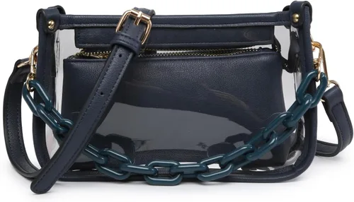 Vista 19 de Jessica - Bolso vegano transparente para mujer, aprobado por estadios, bolsos cruzados para conciertos, eventos deportivos