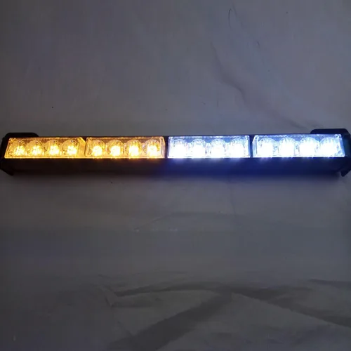 Vista 5 de barra de luz estroboscópica con 16 LED de emergencia de 18 pulgadas, para vidrios de vehículos, Ámbar/Blanco