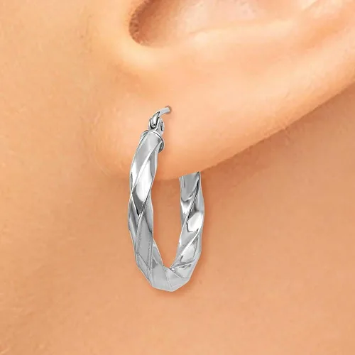 Vista 3 de Aretes de aro trenzados de oro blanco de 14 quilates de 0118in para mujer Metal Gema