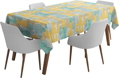 Vista 16 de Mantel cuadrado para interiores y exteriores de 58 x 58 pulgadas, mantel cuadrado impermeable para mesa de patio, manteles de primavera/verano