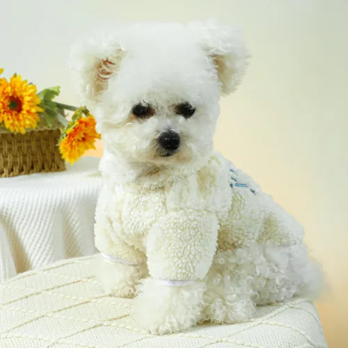 Vista 2 de Suéter de Navidad para perro con capucha para perro, chaquetas para gatos, ropa para perro, ropa para perro, cálido, suave, acogedor, abrigo