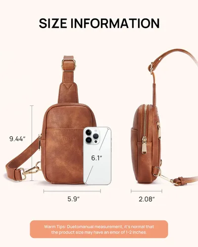 Vista 7 de Bolsos cruzados de Telena para mujer, bolso de piel para mujer, bolso cruzado de bandolera para mujer, bolso de viaje