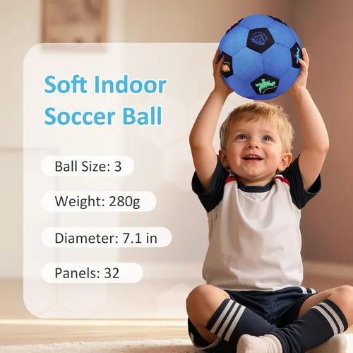Vista 5 de Balón de Fútbol de Interior Tamaño 3 para Niños Pequeños, Pelotas de Fútbol Silenciosas Regalos para Niños y Niñas de 1-5 Años, Pelotas de Espuma