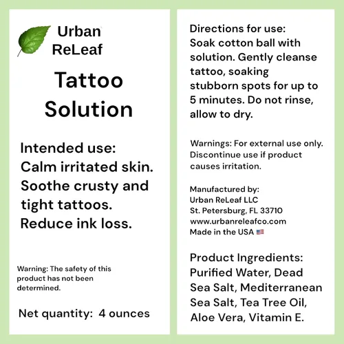 Vista 6 de Urban ReLeaf Solución para tatuajes. Cuidado posterior de sal marina natural. Limpia nuevos tatuajes de forma segura. Ayuda a que la piel y la tinta