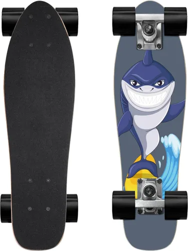 Vista 13 de KO-ON Skateboard Patinetas Completas Skateboards de 22 Pulgadas Mini Cruiser Skateboards para Principiantes, Niños, Chicos y Chicas Castor T-Rex