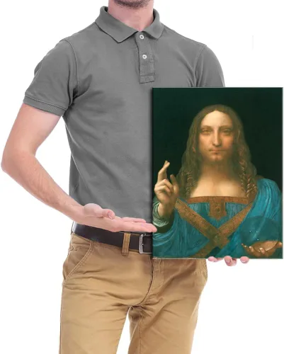 Vista 6 de Wieco Art Lienzo impreso Salvator Mundi, 1500 por Leonardo DA VINCI Reproducciones de arte clásico Jesús lienzo arte de pared para decoración