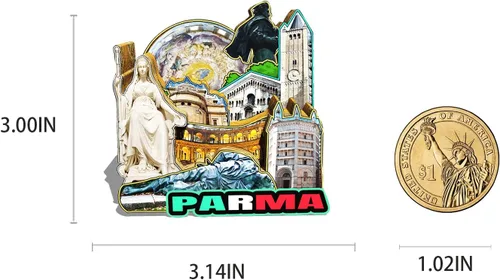 Vista 3 de Italia Parma imán de nevera de madera 3D monumentos de viaje coleccionables recuerdos decoración hecha a mano - 2