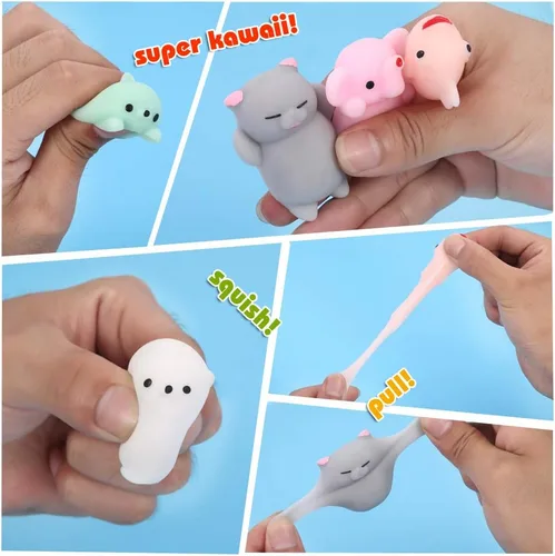 Vista 7 de KINGYAO Squishies juguete blando 24 piezas, recuerdos de fiesta para niños, juguete blando Mochi, juguete moji para niños, mini juguetes Kawaii