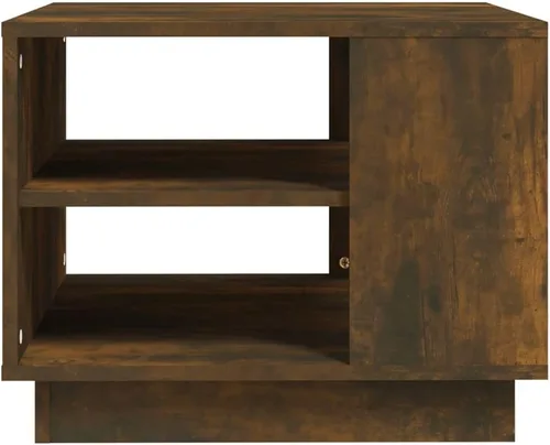 Vista 6 de Smoked Oak Engineered Wood Coffee Table, 21.7x21.7x16.9 Inch Square Living Room Table with Storage Shelves, Modern Accent Mesa de Centro para Sala