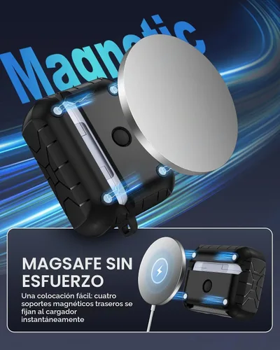 Vista 6 de Lerobo - Funda para AirPod Pro 2ª/1ª con bloqueo seguro compatible con Magsafe B-Negro