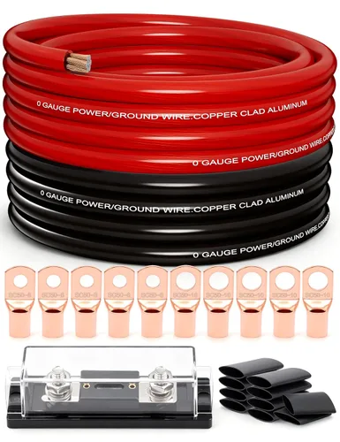 Vista 16 de 40FT 1/0 Battery Cable CCA,0 Gauge Wire with lugs for Amp,Winch,Automotive 40 pies + 20 lengüetas