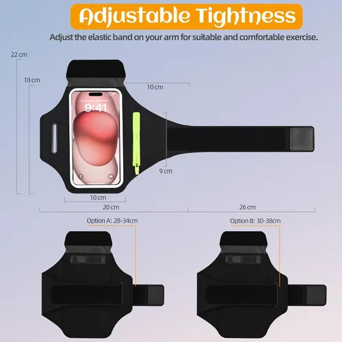 Vista 2 de Brazalete para correr para iPhone 16/15/14 Pro Max & Plus (6.1-6.7 pulgadas) - Soporte de teléfono resistente al agua con bolsillo para auriculares
