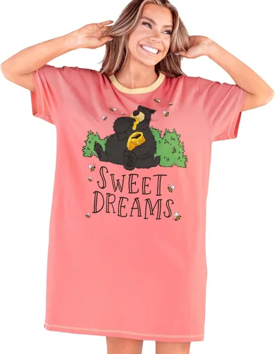 Vista 8 de Lazy One Camisones para mujer, lindo camisón para mujer, diseños de animales Camisón azul Bear Hug