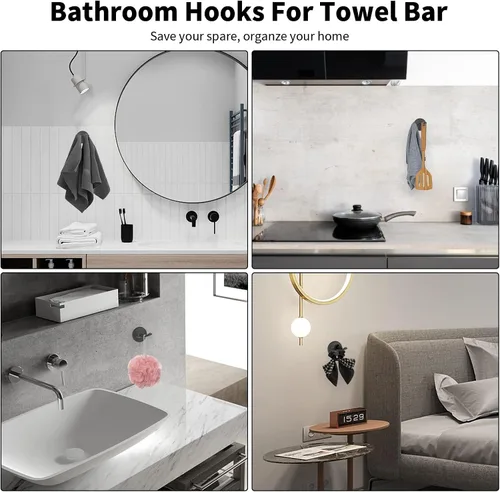 Vista 6 de Newfun Juego de accesorios de baño de 8 piezas de 24 pulgadas, color negro mate, incluye toallero de baño ajustable de 24 pulgadas, anillos