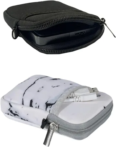 Vista 3 de Estuche de transporte para disco duro externo suave (negro + blanco mármol)