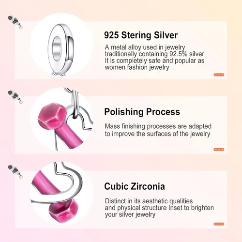 Vista 4 de Annmors Dijes familiares de joyería para mujer, plata de ley 925, colgante con circonita cúbica, cuentas de joyería para niñas, regalos de bricolaje