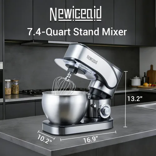 Vista 2 de Mezclador de pie de acero inoxidable de 6 velocidades y 7.4 Plateado (Stainless Steel Silver)