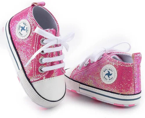 Vista 4 de Zapatos deportivos de lona de lona para bebés y niñas, suela antideslizante suave, suela antideslizante