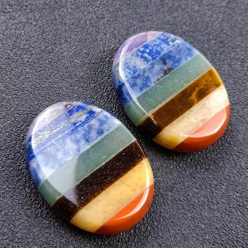 Vista 3 de Piedra de preocupación del pulgar para la ansiedad, 7 piedras curativas de cristales de chakra, piedra ovalada de preocupación, cristal de meditación