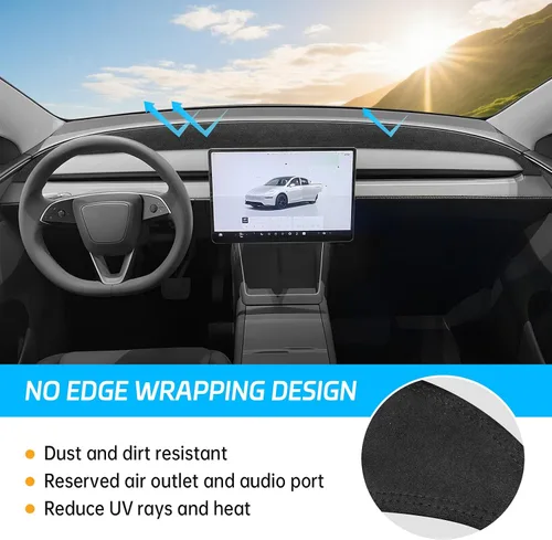 Vista 6 de MASHA - Funda para salpicadero para Tesla Model Y Juniper 2025-2026, almohadilla de salpicadero de franela compatible con el nuevo salpicadero