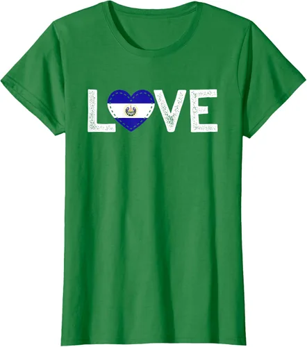 Vista 33 de Camiseta de regalo con la bandera de El Salvador LOVE, Negro, S