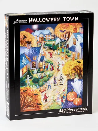 Vista 2 de Vermont Christmas Company Rompecabezas de la ciudad de Halloween 550 piezas