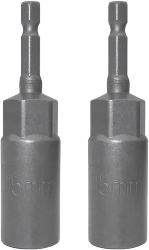 Vista 4 de Llave de vaso de 1/4 de pulgada con vástago hexagonal profunda, adaptador de llave eléctrica, herramienta de taladro de tuerca, 2 piezas (0.236 in)