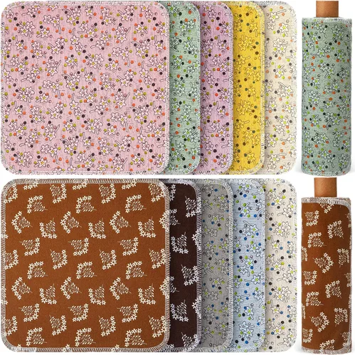 Vista 29 de Redbaker 50 piezas de toallas de papel reutilizables paños de algodón reutilizables sin papel toallas de papel absorbentes lavables con rollo paños
