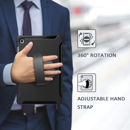 Vista 7 de Dteck Funda para Galaxy Tab S5e 2019, resistente, de cuerpo completo, resistente, a prueba de golpes, con correa de mano giratoria para tableta