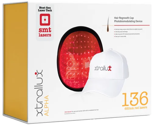 Vista 2 de Alpha Hair Growth Laser Cap (136 láseres) Dispositivo de crecimiento láser aprobado por la FDA para hombres y mujeres, tecnología láser SMT, salida