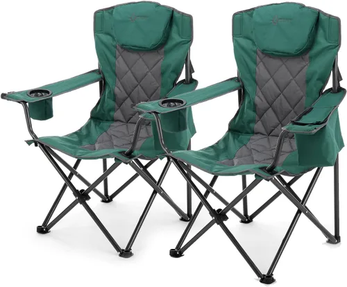 Vista 24 de ARROWHEAD OUTDOOR Silla plegable portátil de lujo para campamento con reposacabezas, portavasos y vidrio, enfriador de 6 latas, bolsa de transporte