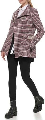 Vista 3 de Karl Lagerfeld Paris Abrigo de fondo plisado con bolsillos con detalle de perlas para mujer
